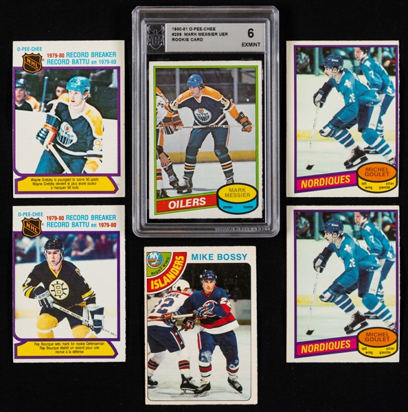 1976-77 to 1983-84 O-Pee-Chee Hockey Cards (190+) Including 1980-81 #289 HOFer Mark Messier Rookie (Graded ACA 6) and 1978-79 #115 HOFer Mike Bossy Rookie