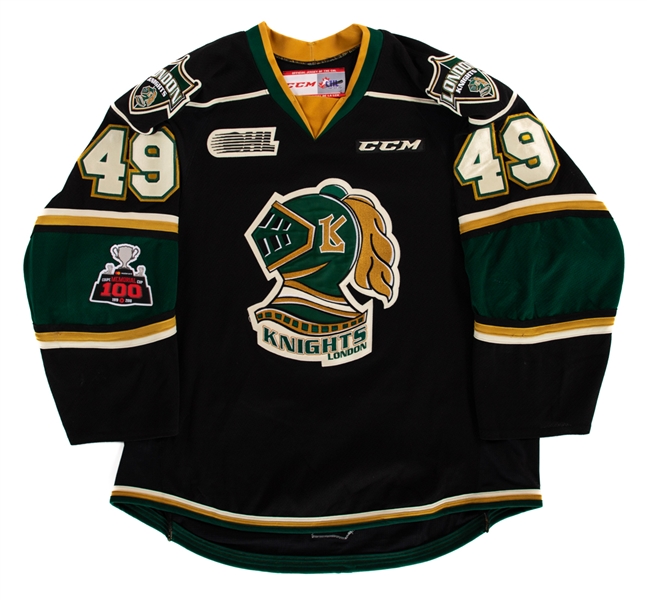 Max Jones 2017-18 OHL London Knights Game-Worn Home Jersey - Memorial Cup 100th Anniversary Patch!