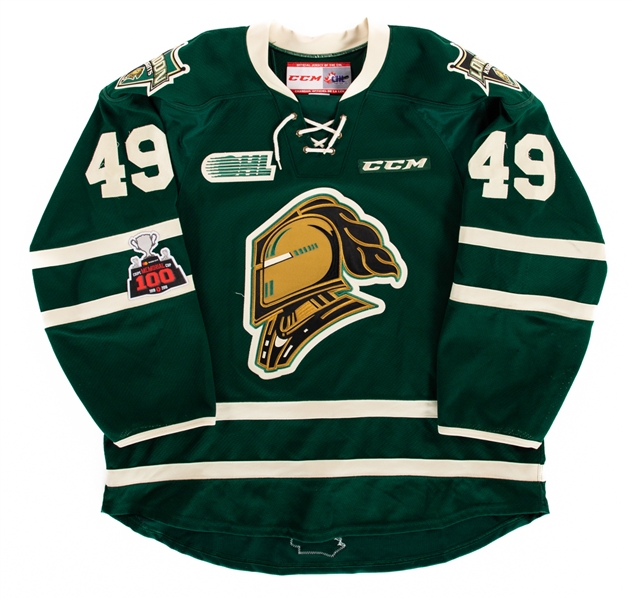 Max Jones 2017-18 OHL London Knights Game-Worn Third Jersey - Memorial Cup 100th Anniversary Patch!