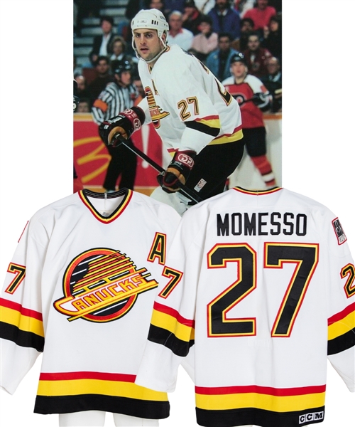 Sergio Momessos 1993-94 Vancouver Canucks Game-Worn Alternate Captains Jersey with Team LOA 