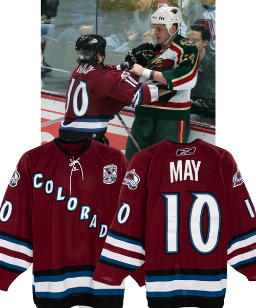 Brad Mays 2005-06 Colorado Avalanche Game-Worn Third Jersey with LOA - 10th Season Patch! - Photo-Matched!
