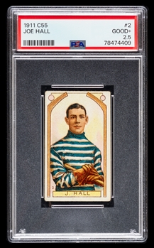 1911-12 Imperial Tobacco C55 Hockey Card #2 HOFer Joe Hall Rookie - Graded PSA 2.5