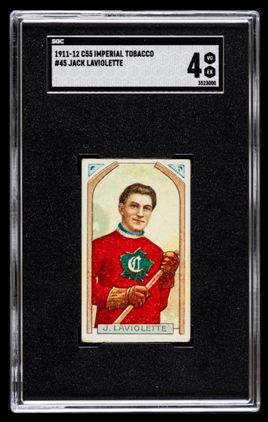 1911-12 Imperial Tobacco C55 Hockey Card #45 HOFer Jean-Baptiste "Jack" Laviolette - Graded SGC 4