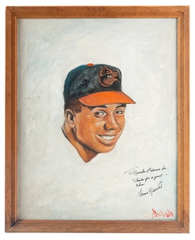 Frank Robinson Signed Original Framed Painting by Pete Boruta (27" x 33")
