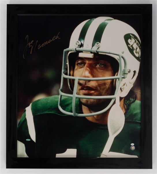 Joe Namath Signed New York Jets Oversized Framed Photo with COA (32 1/2" x 36 1/2")