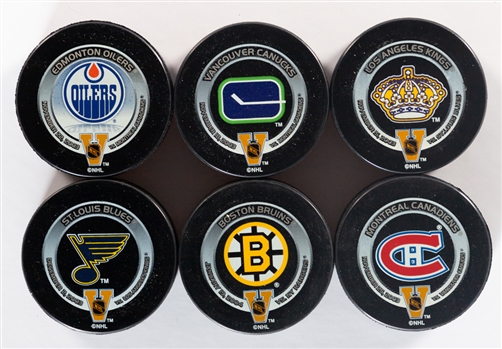 2003-04 NHL Official Game Pucks For the "Vintage" Program Games (6) 