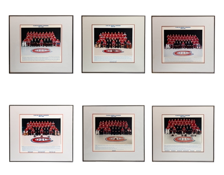 Montreal Canadiens Framed 1986-87 to 1991-92 Framed Team Photo Collection of 6 From Brian Skrudlands Personal Collection with His Signed LOA