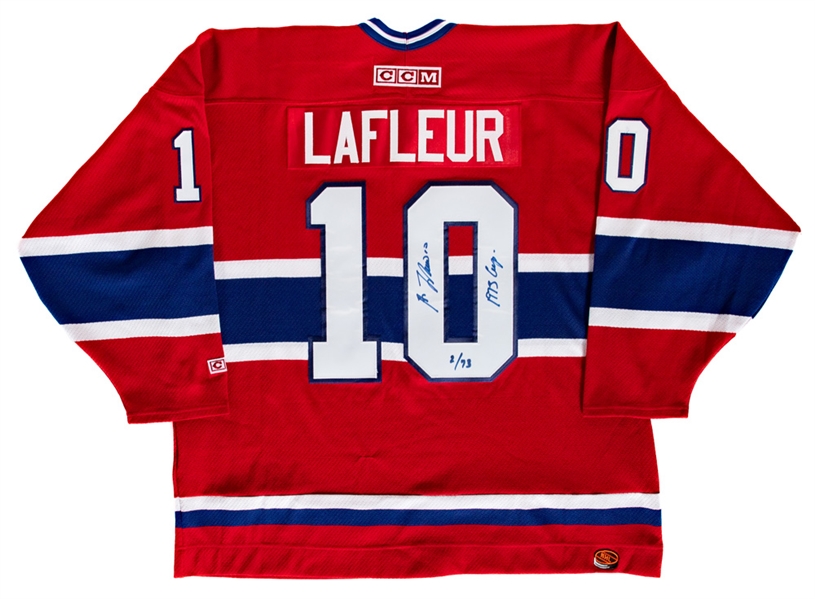 Deceased HOFer Guy Lafleur Signed Montreal Canadiens (Limited-Edition 1973 Stanley Cup) and New York Rangers Jerseys with JSA Auction LOA