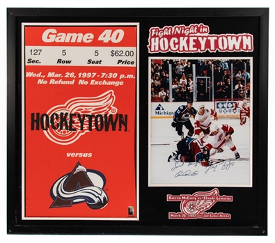 Dino Ciccarellis "Fight Night in Hockeytown" Detroit Red Wings Dual-Signed Framed Display by Ciccarelli and McCarty From His Personal Collection with His Signed LOA (39 1/4" x 34 1/2")