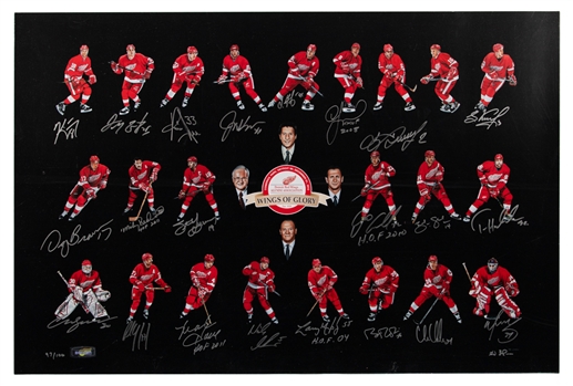 "Wings of Glory" Multi-Signed Limited-Edition Print #97/100 Signed by 22 Including Yzerman, Fedorov, Chelios, Coffey, Ciccarelli & Others from Dino Ciccarellis Personal Collection with His Signed LOA