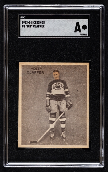 1933-34 World Wide Gum Ice Kings (V357) Hockey Card #1 HOFer Dit Clapper Rookie (English Back) - Graded SGC Authentic