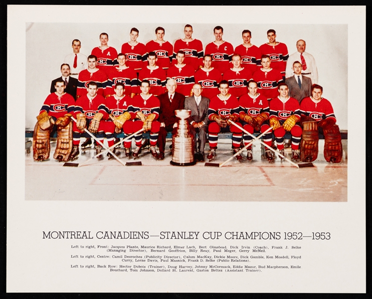 Montreal Canadiens 1952-53 Stanley Cup Champions Team Photo - Mail-In Premium Team Photo from 1953-54 Parkhurst Issue