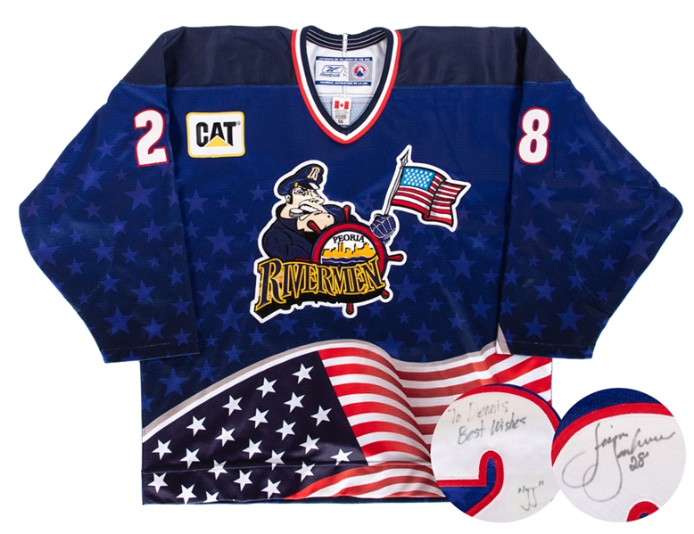 Jim Jacksons 2007-08 AHL Peoria Rivermen Signed Game-Worn Alternate Jersey with Team COA