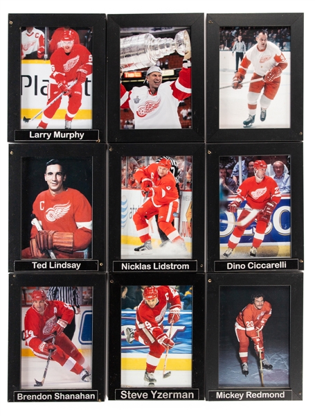 Detroit Red Wings Hall of Fame Players Framed Photos (20) from Dino Ciccarellis Personal Collection with His Signed LOA - Displayed at "Ciccarellis Premier Sports Club and Eatery" Restaurant