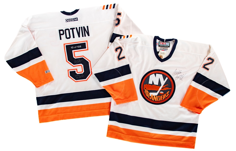 Denis Potvin Limited-Edition Captains "Norris x 3" and Mike Bossy Signed New York Islanders Jerseys with JSA Auction LOA 