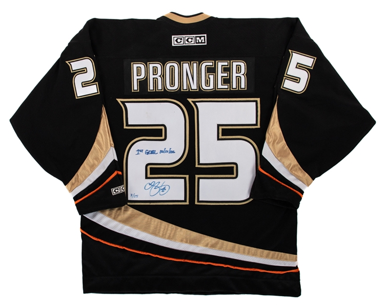 Chris Pronger Signed Anaheim Ducks Limited-Edition Jersey 3/25 with JSA Auction LOA - "1st GOAL 10/11/06" Annotation 