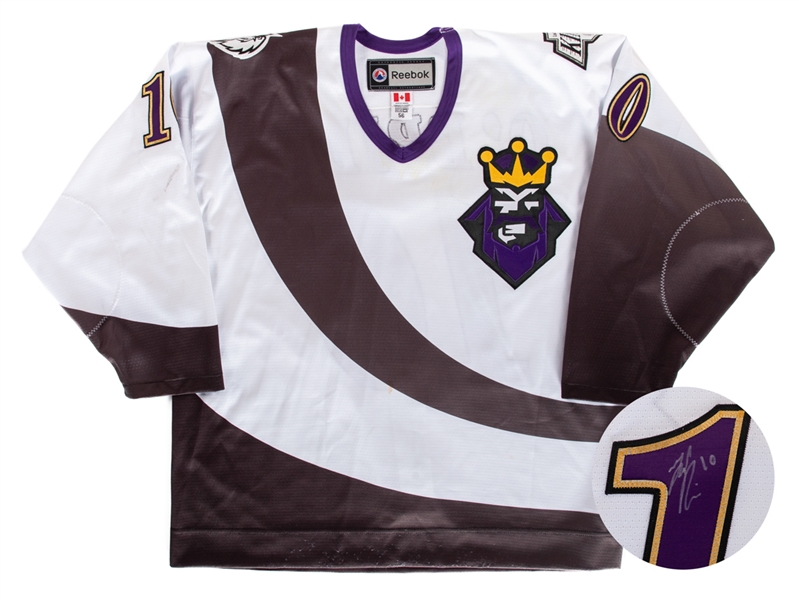 Zach OBriens 2013-14 AHL Manchester Monarchs "LA Kings Night" (Burger King) Signed Game-Worn Rookie Season Jersey with Team COA