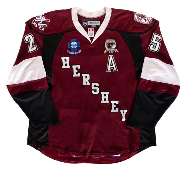 Ben Clymers 2007-08 AHL Hershey Bears Game-Worn Alternate Captains Jersey with LOA - 70th Patch!