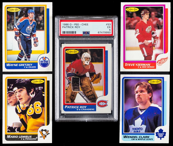 1986-87 O-Pee-Chee Hockey Complete 264-Card Set Including #53 HOFer Patrick Roy Rookie (Graded PSA 5)