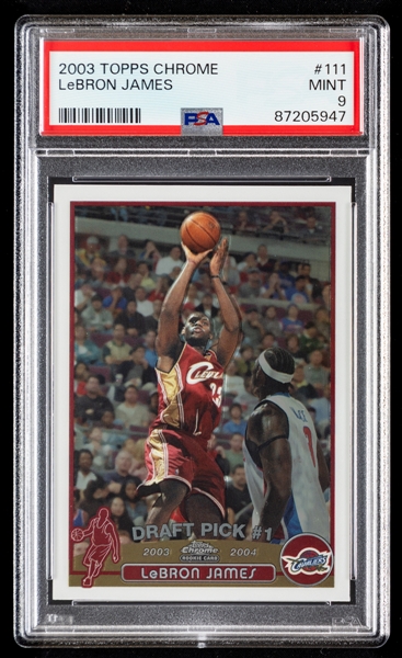 2003-04 Topps Chrome Basketball Card #111 LeBron James Rookie - Graded PSA 9