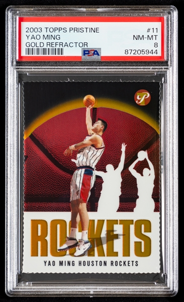 2003-04 Topps Pristine Gold Refractor Basketball Card #11 Yao Ming Rookie 10/99 - Graded PSA 8 - Highest Graded!