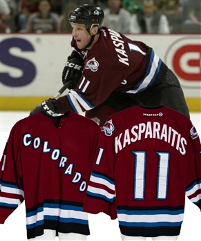 Darius Kasparaitis 2001-02 Colorado Avalanche Game-Worn Third Jersey from His Personal Collection with His Signed LOA - Photo-Matched!