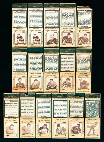 1934-39 Diamond Match Tan Hockey Matchbook Cover Collection of 76