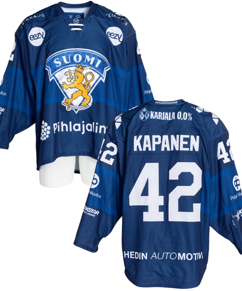 Kasperi Kapanens 2022-23 Euro Hockey Tour Team Finland Game-Worn Jersey with Finnish Ice Hockey Association COA