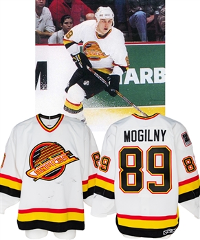 Alexander Mogilnys 1995-96 Vancouver Canucks Game-Worn Jersey with Team LOA - 55-Goal Season!
