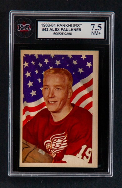 1963-64 Parkhurst Hockey Card #42 Alex Faulkner Rookie - Graded KSA 7.5