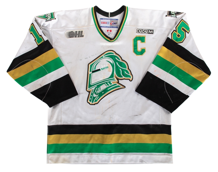 Danny Bois 2003-04 OHL London Knights Game-Worn Captains Jersey with Team LOA - 240 PIMs Season! - Great Game Wear!