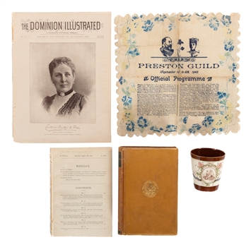 Unique Lord Stanley Memorabilia Collection of 5 Including 1902 Ceramic Drinking Cup, 1902 Event Programme, 1891 House of Commons Papers, 1882 Hardcover Book and 1882 Copy of The Dominion Illustrated