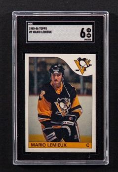 1985-86 Topps Hockey Card #9 HOFer Mario Lemieux Rookie - Graded SGC 6