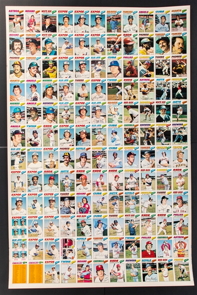 1977 O-Pee-Chee Baseball Uncut Sheets (2) Complete Set Featuring Nolan Ryan, Dave Winfield, George Brett, Reggie Jackson, Robin Yount, Pete Rose, Mike Schmidt and Others