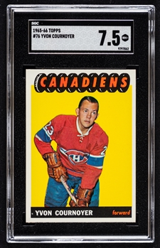 1965-66 Topps Hockey Card #76 HOFer Yvan Cournoyer Rookie - Graded SGC 7.5
