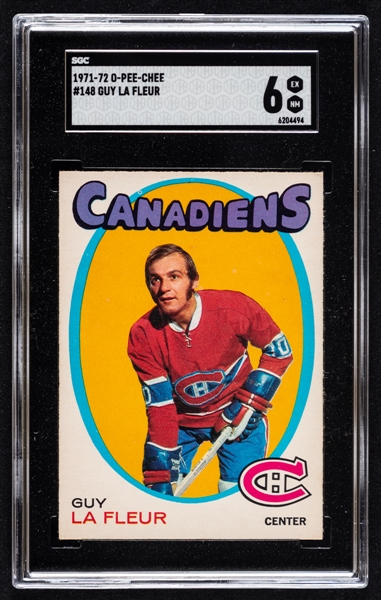 1971-72 O-Pee-Chee Hockey Card 148 HOFer Guy Lafleur Rookie - Graded SGC 6