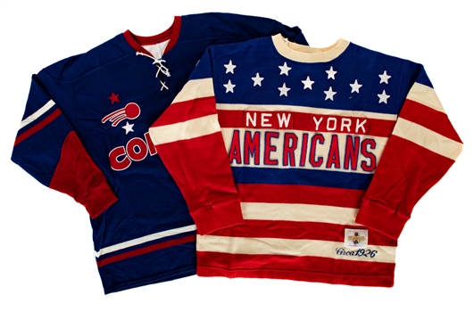 Don Cherrys (Jared Keeso) 1960s-Style Spokane Comets Film-Worn Jersey from "Keep Your Head Up, Kid: The Don Cherry Story" w/COA Plus New York Americans Vintage Style 1926 NHL Heritage Sweater By C 
