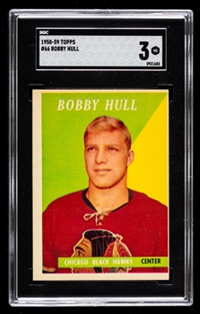 1958-59 Topps Hockey Card #66 HOFer Bobby Hull Rookie - Graded SGC 3