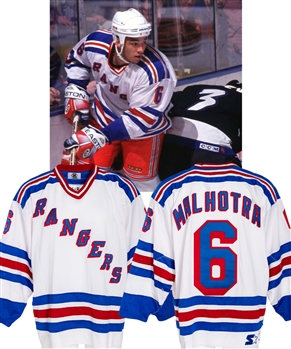Manny Malhotras 1998-99 New York Rangers Game-Worn Rookie Season Jersey with MeiGray LOA and COR - Nice Game Wear! (Barry Meisel Collection) 