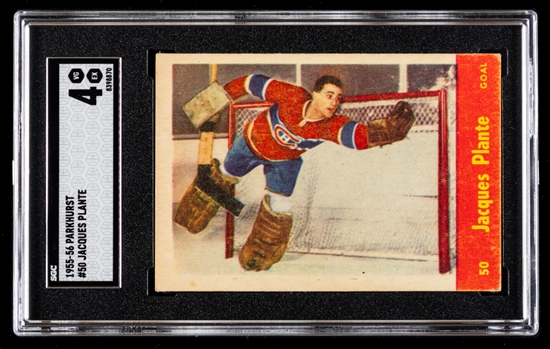 1955-56 Parkhurst Hockey Card #50 Jacques Plante Rookie - Graded SGC 4