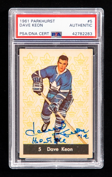 1961-62 Parkhurst Signed Hockey Card #5 HOFer Dave Keon Rookie (PSA/DNA Certified Authentic Autograph)