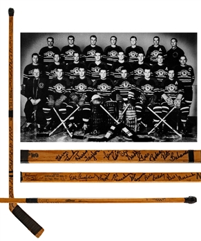 Chicago Black Hawks 1951-52 Team-Signed Northland Pro Game-Used Stick by 16 Including Deceased HOFers Goodfellow, Gadsby, Stewart and Lumley