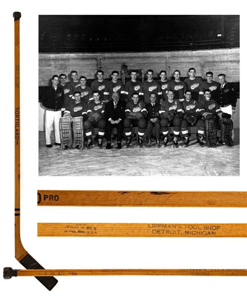 Marcel Pronovosts 1951-52 Detroit Red Wings Team-Signed Northland Pro Game-Used Stick by 16 Including Sawchuk, Howe, Lindsay, Kelly, Delvecchio and Pronovost - Stanley Cup Championship Season!