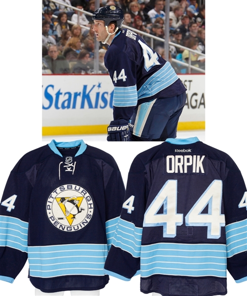 Brooks Orpiks 2011-12 Pittsburgh Penguins Game-Worn Alternate Jersey with Team COA and JerseyTRAK Document/LOA - Photo-Matched! 