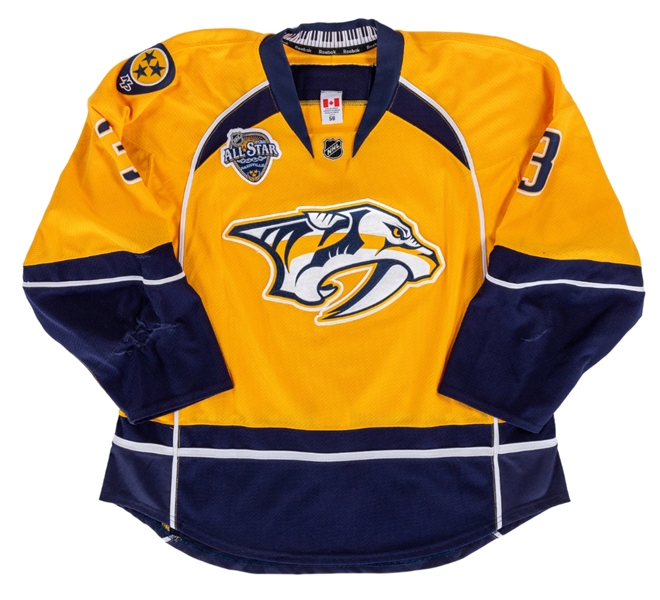 Seth Jones 2015-16 Nashville Predators Game-Worn Jersey with LOA - 2016 All-Star Game Patch! - Team Repairs! - Photo-Matched!