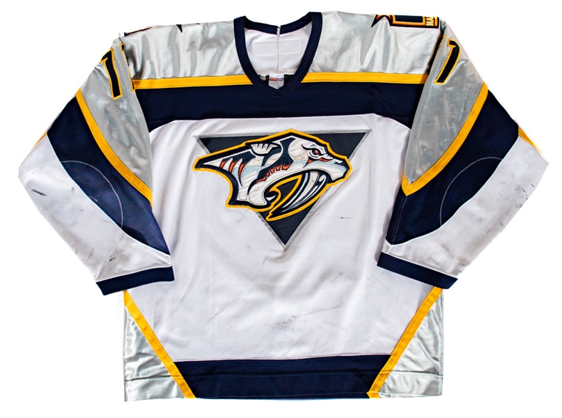 David Legwands 2000-01 Nashville Predators Game-Worn Jersey with COA - Team Repairs!