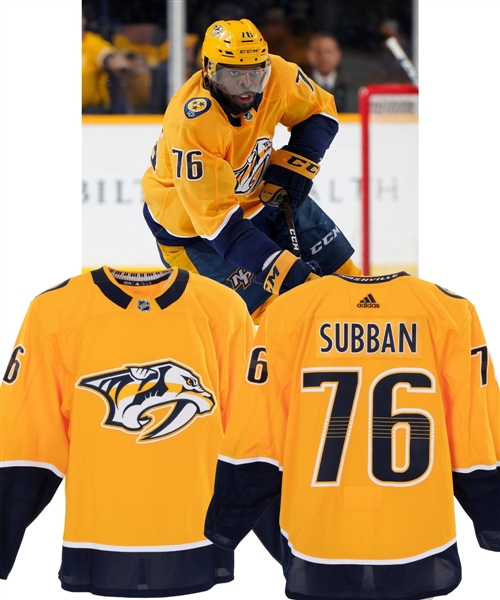 PK Subbans 2018-19 Nashville Predators Game-Worn Jersey with LOA 