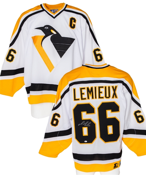 Mario Lemieux Late-1990s Signed White Pittsburgh Penguins Captains Jersey (Reich COA)