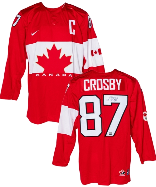 Sidney Crosby Signed Team Canada 2014 Sochi Olympics Captains Jersey with Frameworth COA