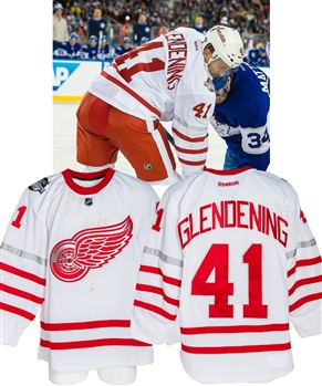 Luke Glendenings 2017 NHL Centennial Classic Detroit Red Wings Game-Worn Second Period Jersey with Team COA - Photo-Matched!